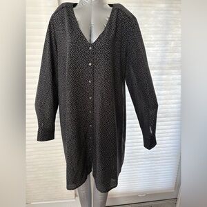 J. Crew Black and White Polka Dot Button-Up Dress